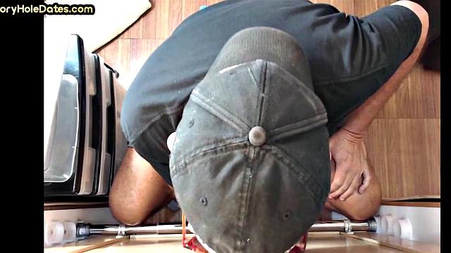 Gloryhole blowjob gaydaddy barebacked in jockstrap