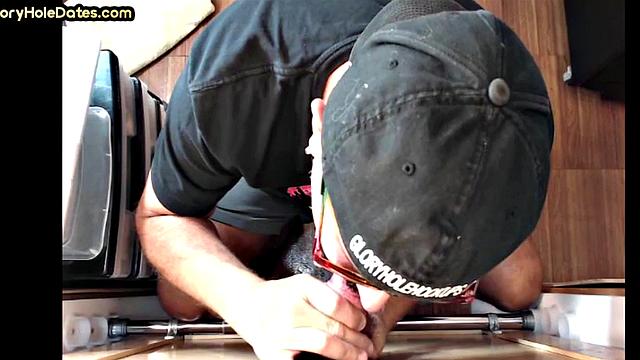 Gloryhole blowjob gaydaddy barebacked in jockstrap