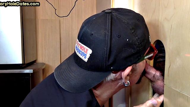 Gloryhole blowjob gaydaddy barebacked in jockstrap