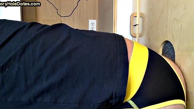 Gloryhole blowjob gaydaddy barebacked in jockstrap