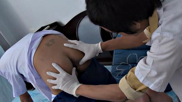 College Asian twink fucked and jizzed by doctor