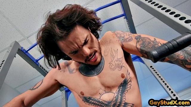 Horny stud drilling his twink slut