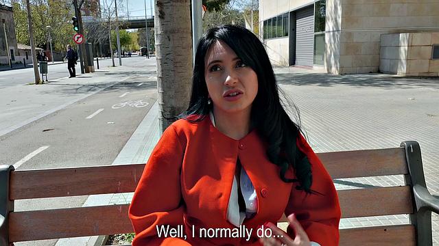 Watch this busty Euro babe in lingerie and corset get fucked hard in the park & take a hot facial