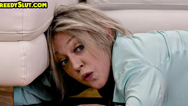 Stuck busty MILF tribbed by slut