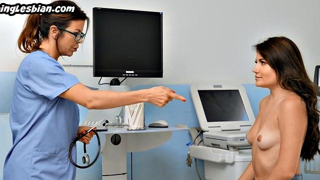 Lesbian doctor facesitting patient in the hospital