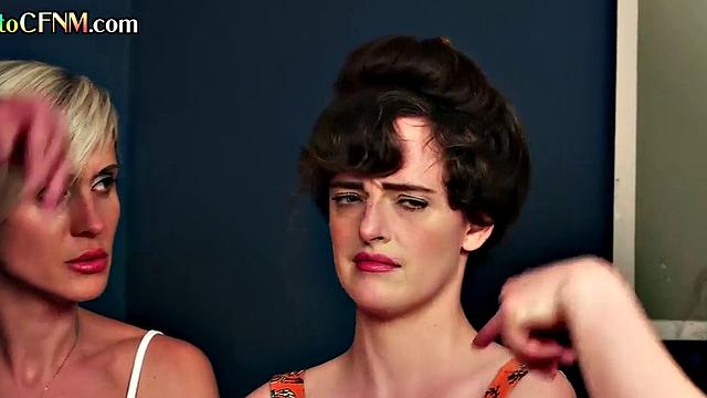 British CFNM nympho sluts giving HJ together to lucky guy