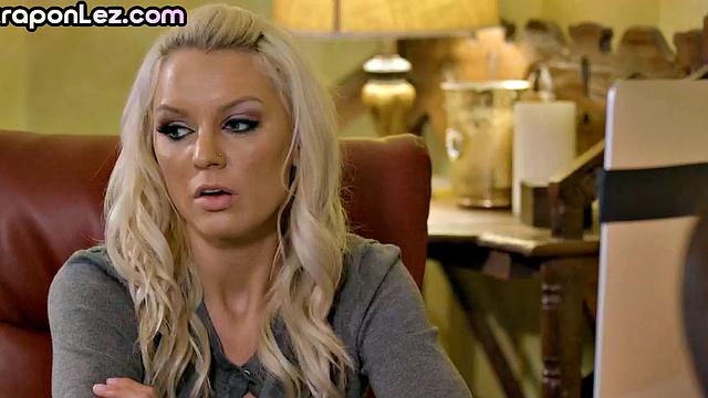 Facesitting lez pleasing big-titted babes wet pussy