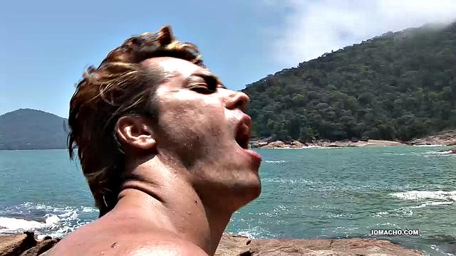 On a beautiful island, the waves crash around them as Latin studs Tomy and Kenzo bareback on the rocks. Kenzo is first to take it up the ass, but soon he's topping.
