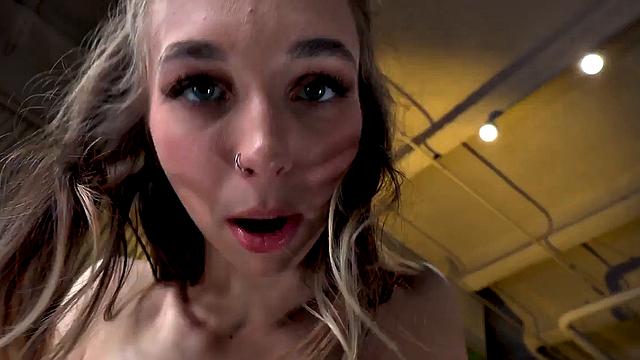 POV BJ skinny tattooed gets fucked in amateur closeup