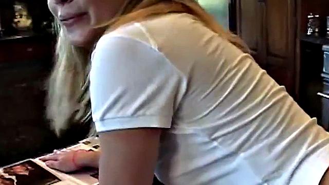 Randy petite teen fingers her sweet pussy