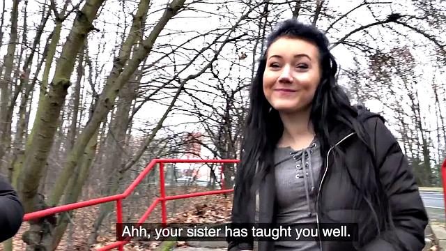 Pulled euro publicly drilled after blowjob in couple