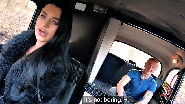 Bigbutt MILF cabbie nailed by passenger on the backseat