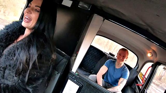 Bigbutt MILF cabbie nailed by passenger on the backseat