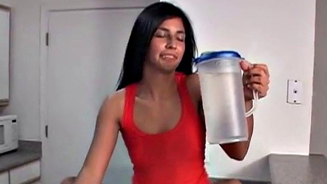 Mandy gets wet with running water