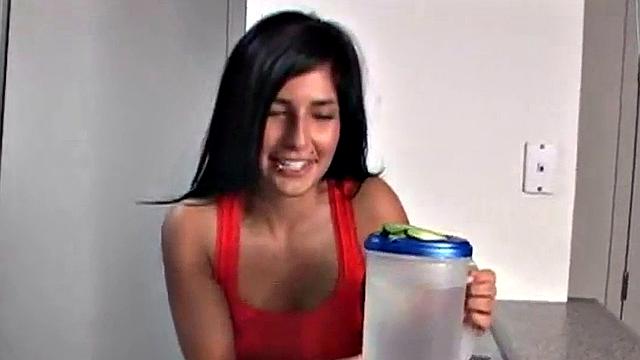 Mandy gets wet with running water