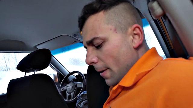 Driving students give head to instructor