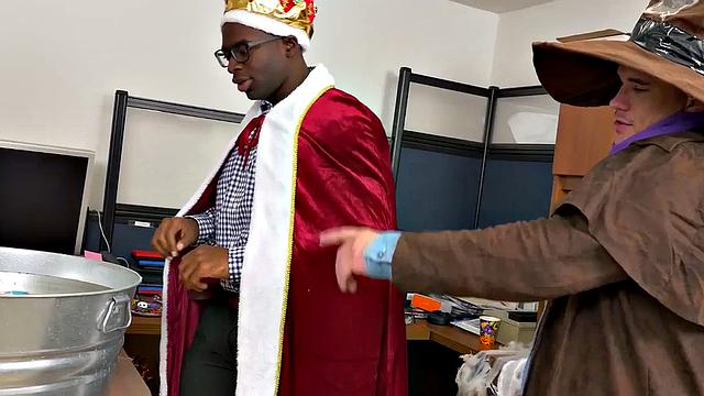 Watch as amateur in uniform tattoos & barebacks tiny cock at the office