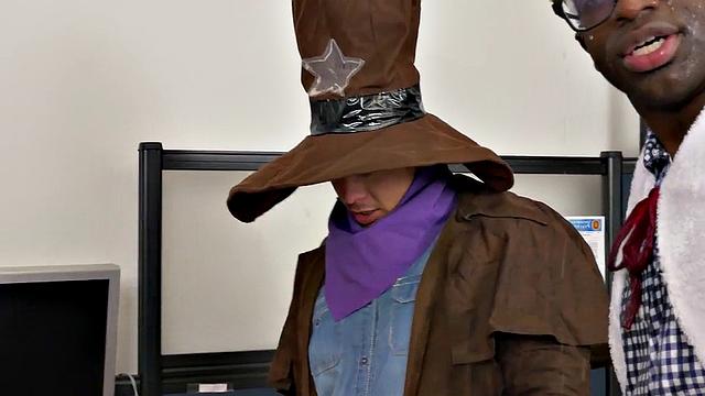 Watch as amateur in uniform tattoos & barebacks tiny cock at the office