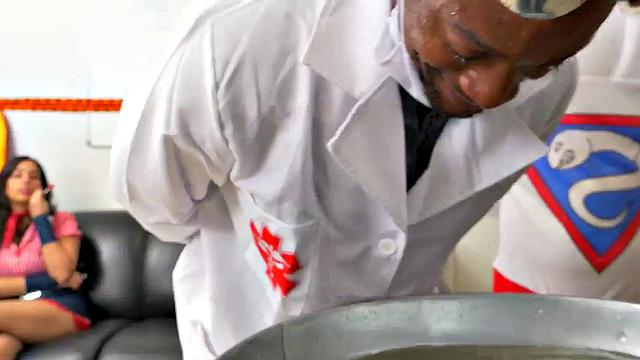 Watch as amateur in uniform tattoos & barebacks tiny cock at the office