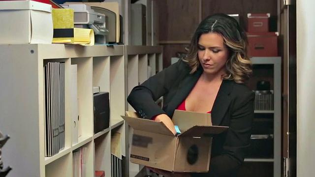 Office babe with huge tits gets off on dick and pussy play