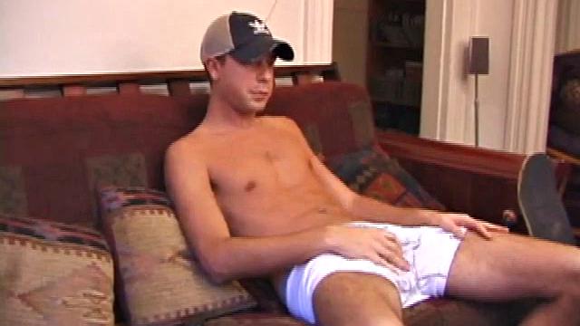dAorable young Vincenzo is back for a solo session, and the hard and horny boy quickly gets busy massaging his cock. Stripping out of his underwear the skater boy gets his dick rock hard, while kicked back on the sofa.