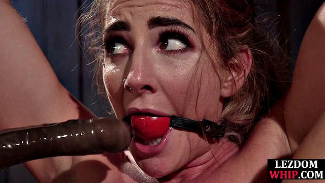 Tied blonde pussytoyed by mistress