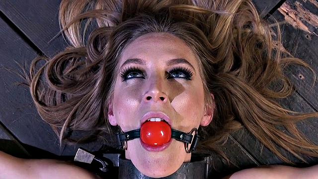 Bound bdsm submissive fingered while ball by dom