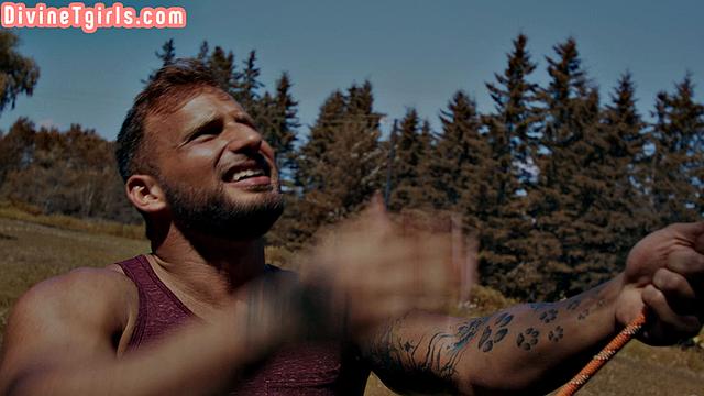 Stunning Trans butt-fucked outdoors