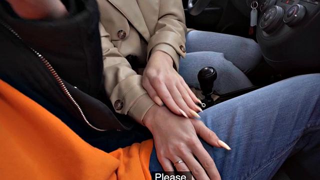 Student public fucked in car outdoor by instructor