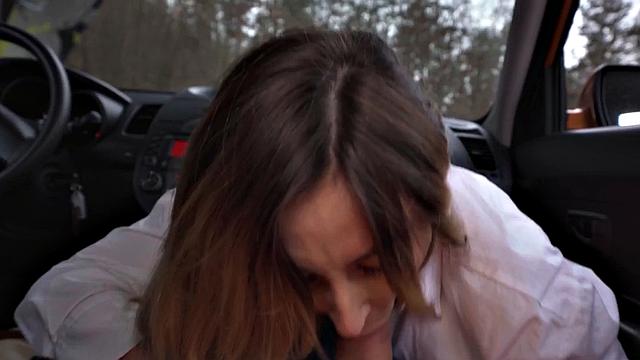 Student public fucked in car outdoor by instructor