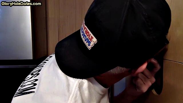 Moustache mature gay sucks gloryhole rod till cumming in mouth