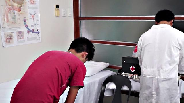 Enema Asia twink stuffed anally at doctor in infirmary