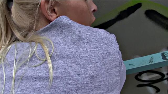 Big-titted blonde gets her tight pussy pounded in public by a lucky dude