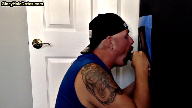 Gloryhole amateur tattooed deepthroats cock