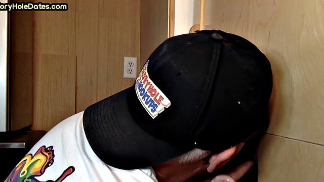 Glory hole DILF dick-sucking BF