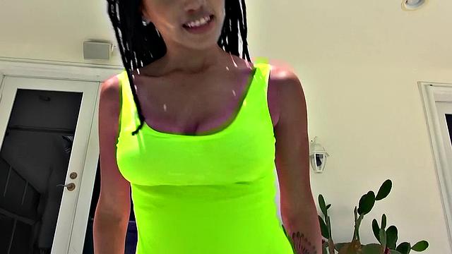 Watch how Juicy Cookie's big tits bounce while getting her wet pussy pounded in various positions by her man