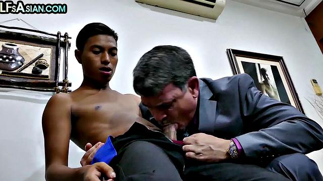 Asian twink spoiling DILF