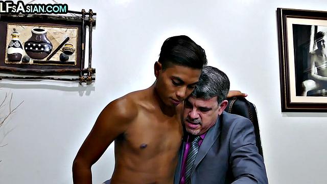 Asian twink spoiling DILF