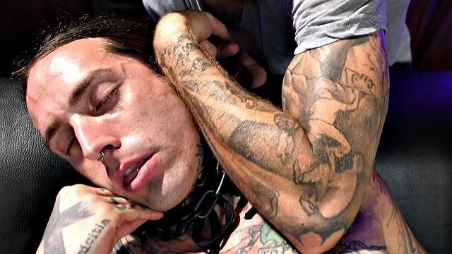 Mesmerized crossdresser in stockings nails inked BF