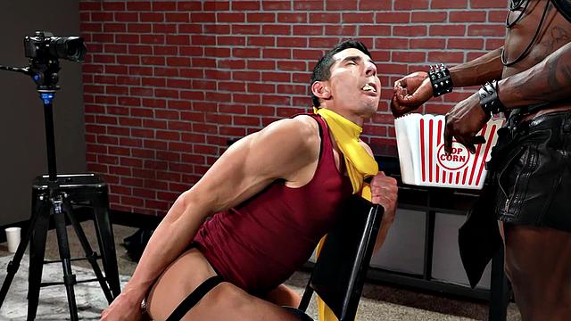 Cosplay IR stud fucked in food sex session by Black