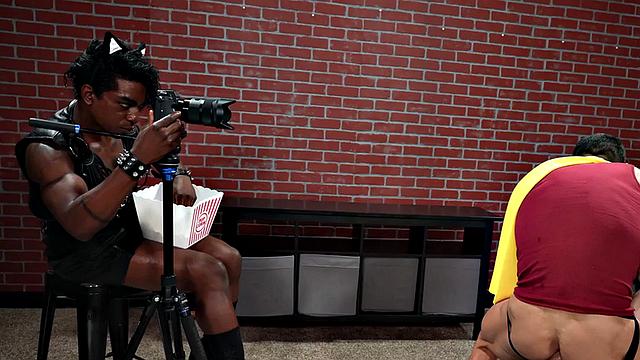 Cosplay IR stud fucked in food sex session by Black