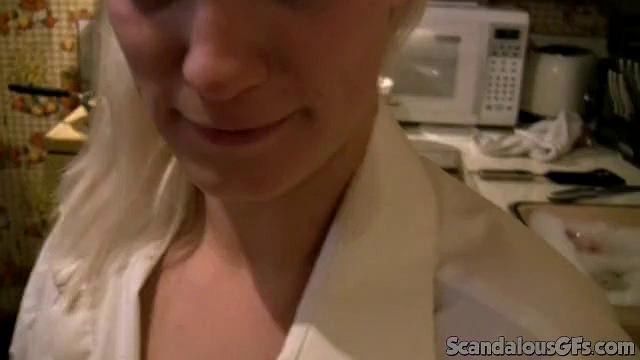 Sexy Blonde Enjoys In The Kitchen With Boyfriend