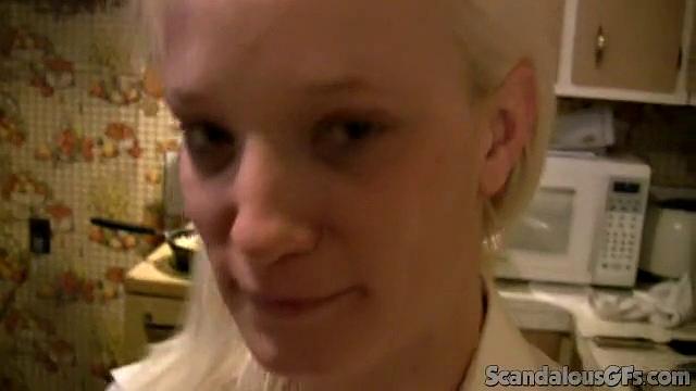 Sexy Blonde Enjoys In The Kitchen With Boyfriend