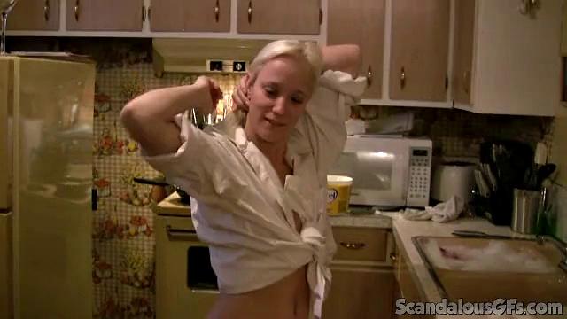Sexy Blonde Enjoys In The Kitchen With Boyfriend