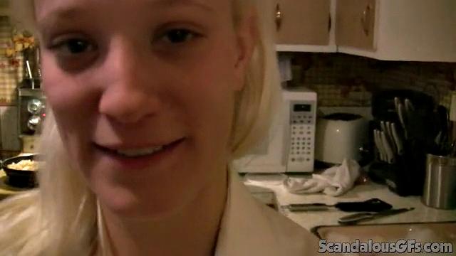 Sexy Blonde Enjoys In The Kitchen With Boyfriend