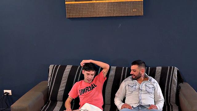 Dominant gaydaddy barebacks Latino twink and cums on ass