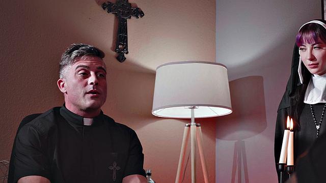 CFNM student sucks priests cock in dormitory