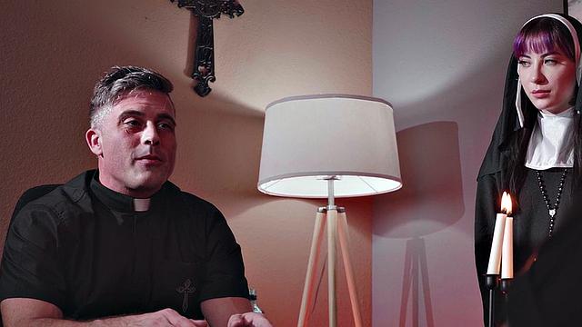 CFNM student sucks priests cock in dormitory