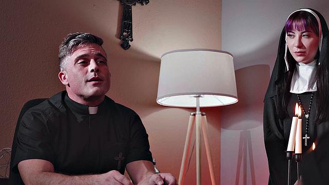 CFNM student sucks priests cock in dormitory