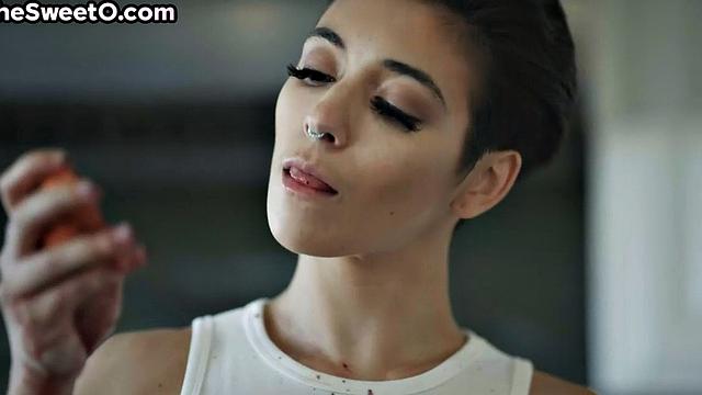 Slow food foreplay with wife